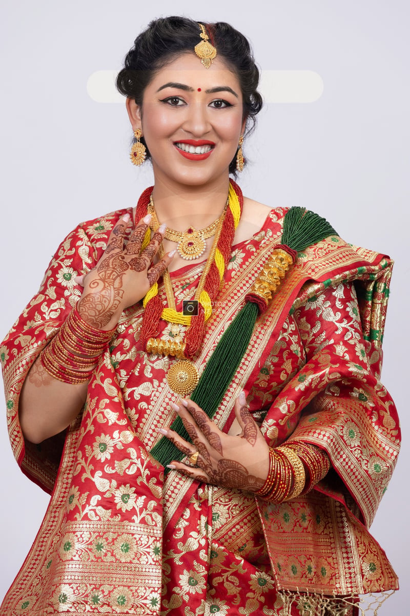 Ring Behuli Beautiful and Joyful Nepali Behuli in Traditional Red Wedding Attire ...