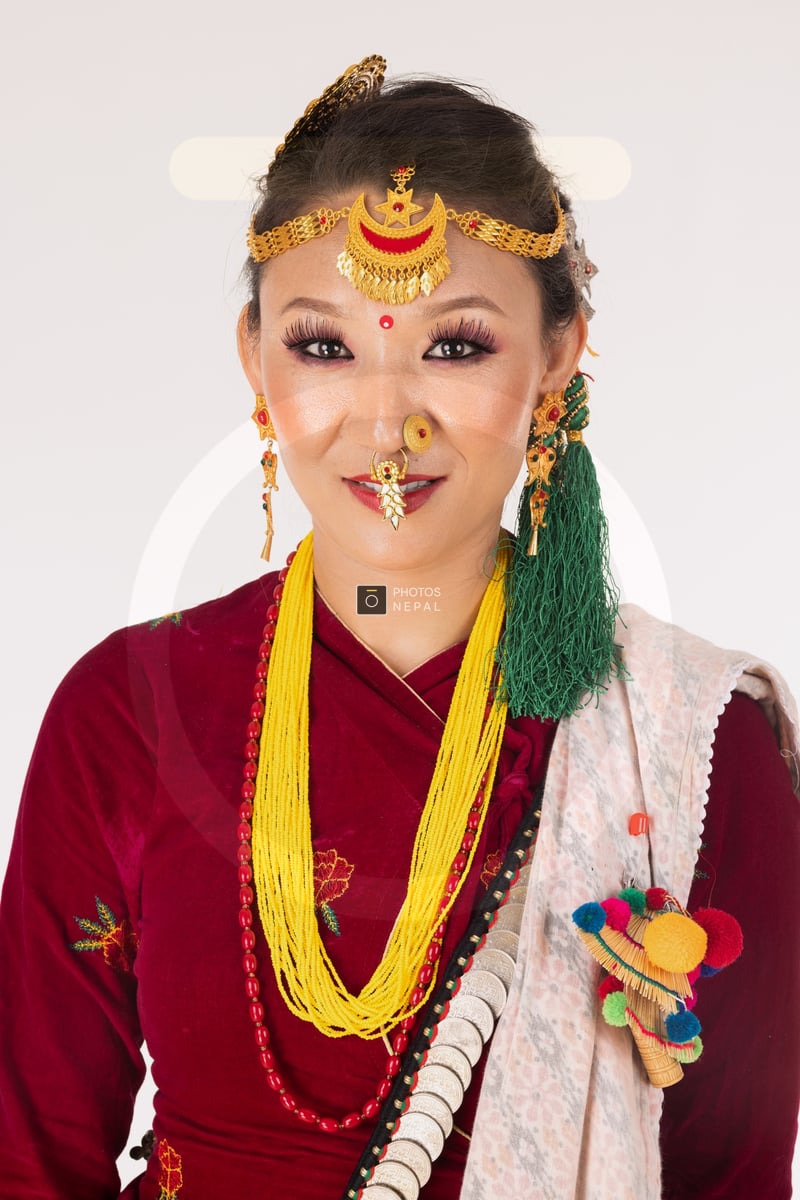 Lady Rai Potrait Closeup Portrait of Nepali Rai Girl Wearing Traditional Dress and ...
