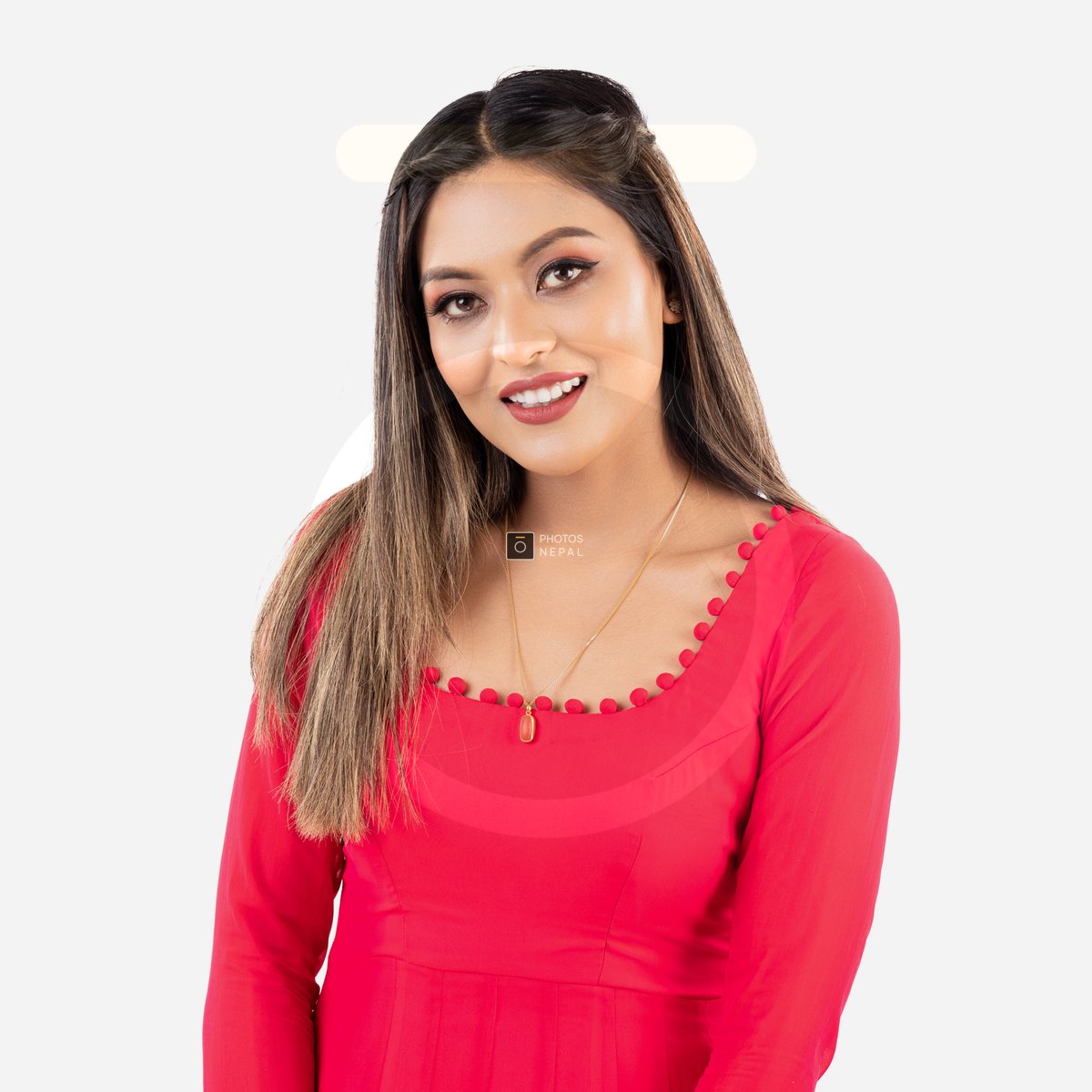 Gorgeous Indian Girl in Red Anarkali Suit and Gold Chain with Pendant - Photos Nepal Gorgeous Indian Girl in Red Anarkali Suit and Gold Chain with Pendant - Photos Nepal