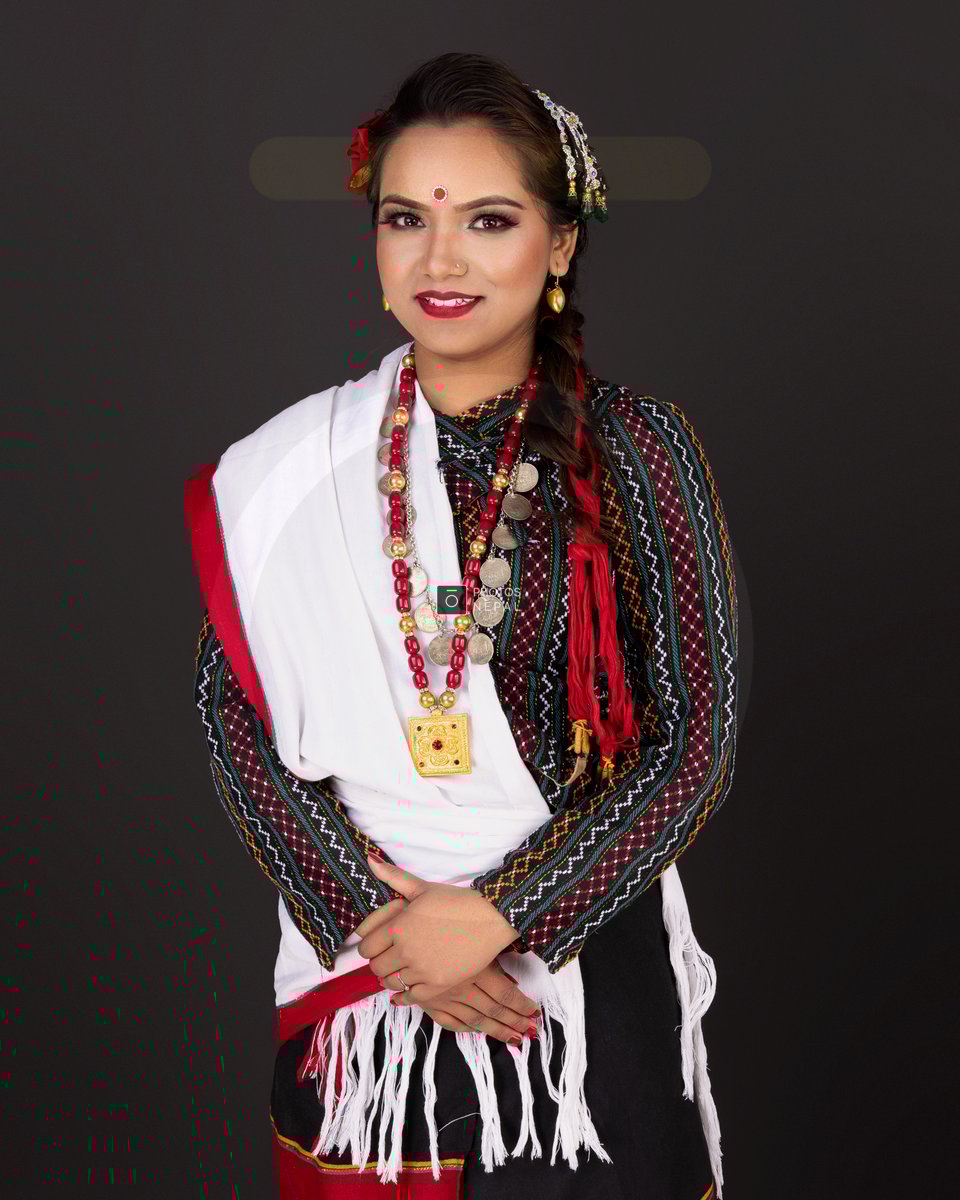 Newari Maicha in Haku Patasi and Traditional Newari Jewelry - Photos Nepal