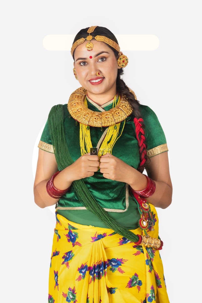Gunyo Versatile Mid-Studio Shot Photo of Nepali Girl in Traditional Gunyo ...