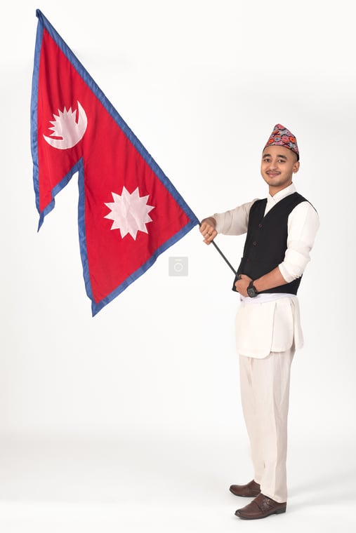 A Nepalese patriot with a Nepali Flag - Photos Nepal