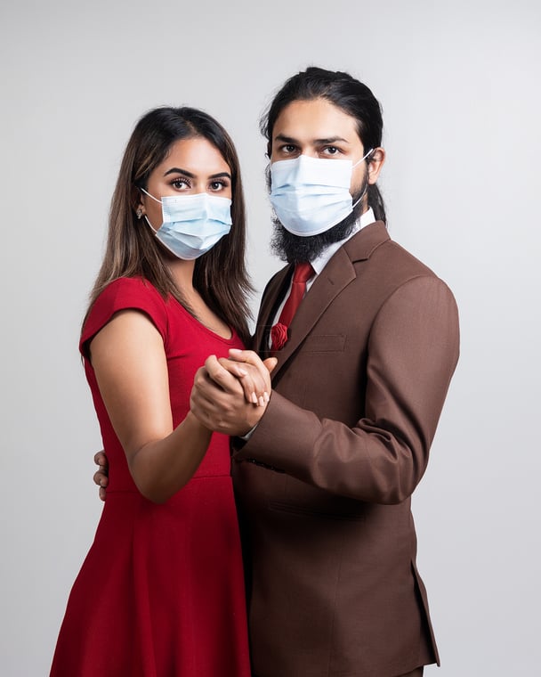 A beautiful couple wearing masks - Photos Nepal