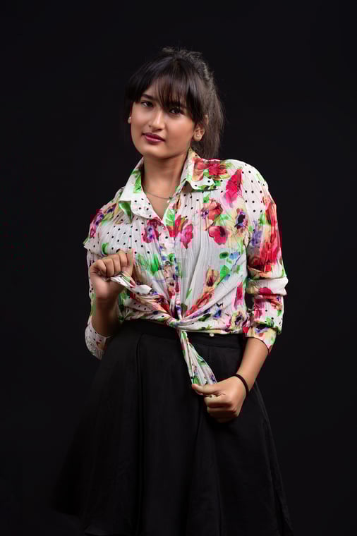 Bold and Sexy Nepali Girl in a Floral Shirt Portfolio Shoot Ideas