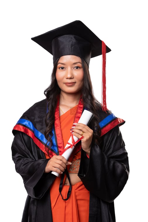 Degree Holder in Graduation Gown, Cap and Saree: Nepali Student ...