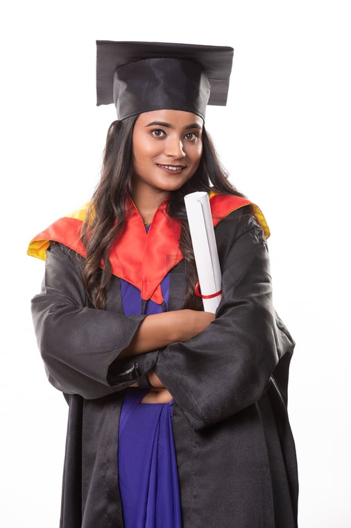 Nepali Student Achieving Victory with Graduation Diploma Degree ...