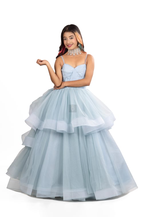 Beautiful Blue Prom Dress Ball Gown for Nepali Women - Photos Nepal