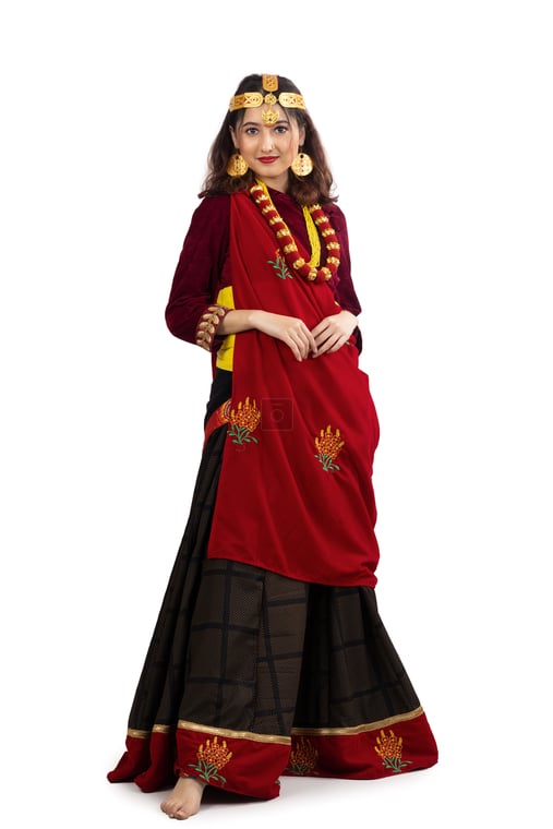 white christmas dresses Kids Gunyo Cholo Dress Set Nepali main image 0