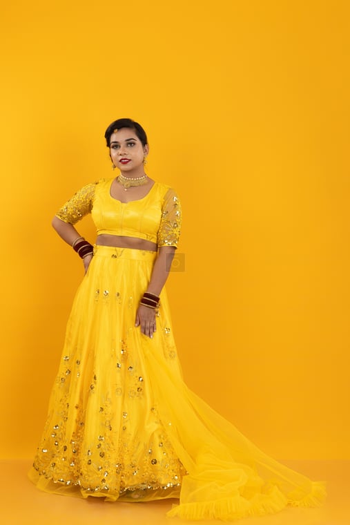 Nepali Beauty in Yellow Lehenga with Red Bangles and Jewelry - Photos Nepal