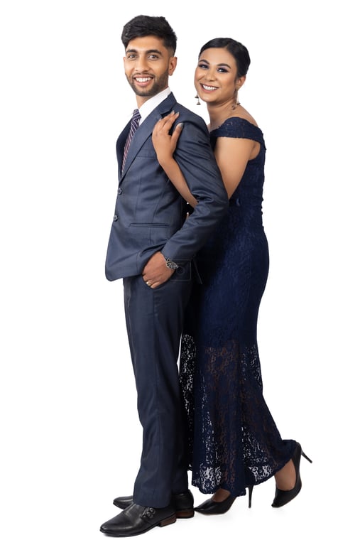 Nepali Couple in Formal Attire: Blue Suit and Dress - Stock Image - Photos  Nepal